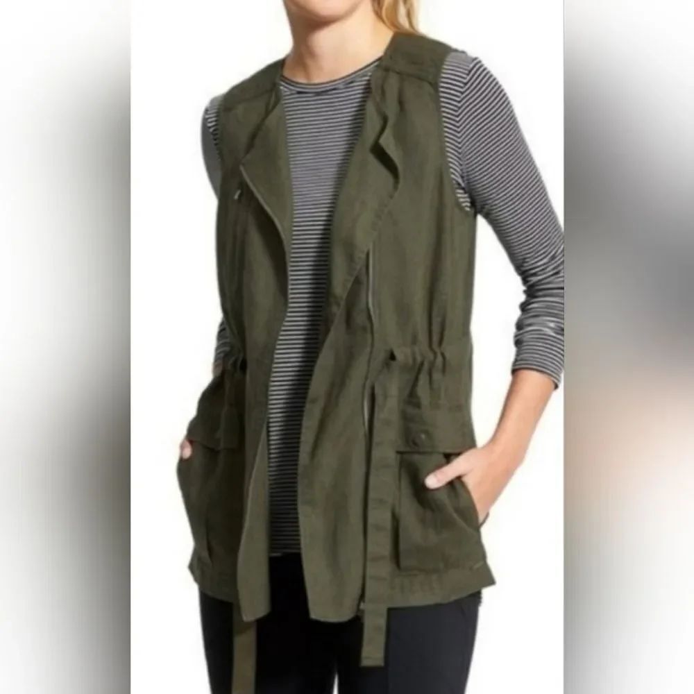 Athleta Linen Activewear Athleisure Utility Loungewear Vest XL